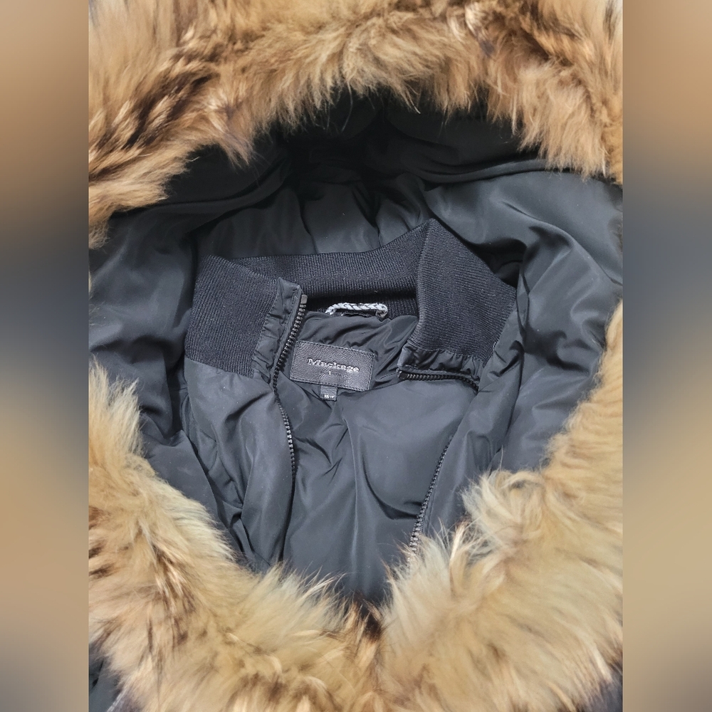 Mackage KAY Down Coat Natural Fur Collar Black XS - Picture 11 of 13